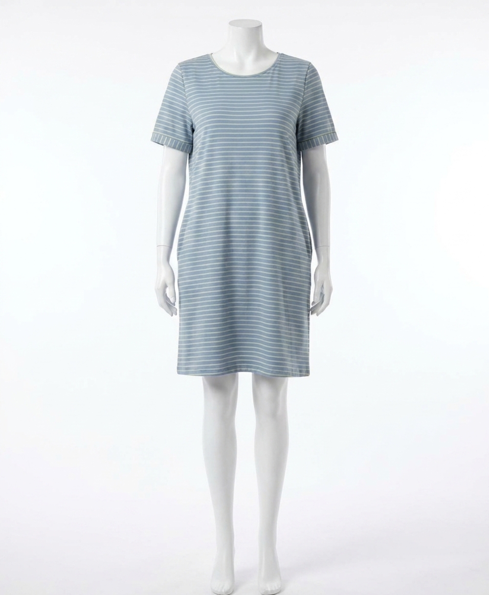 NEW DAVI & DANI pinstripe plus tee dress in light blue/white